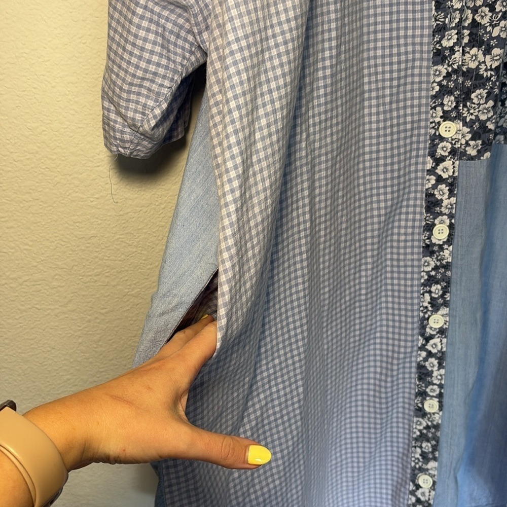 Homemade Patchwork Button Up Dress Embroidered - image 4